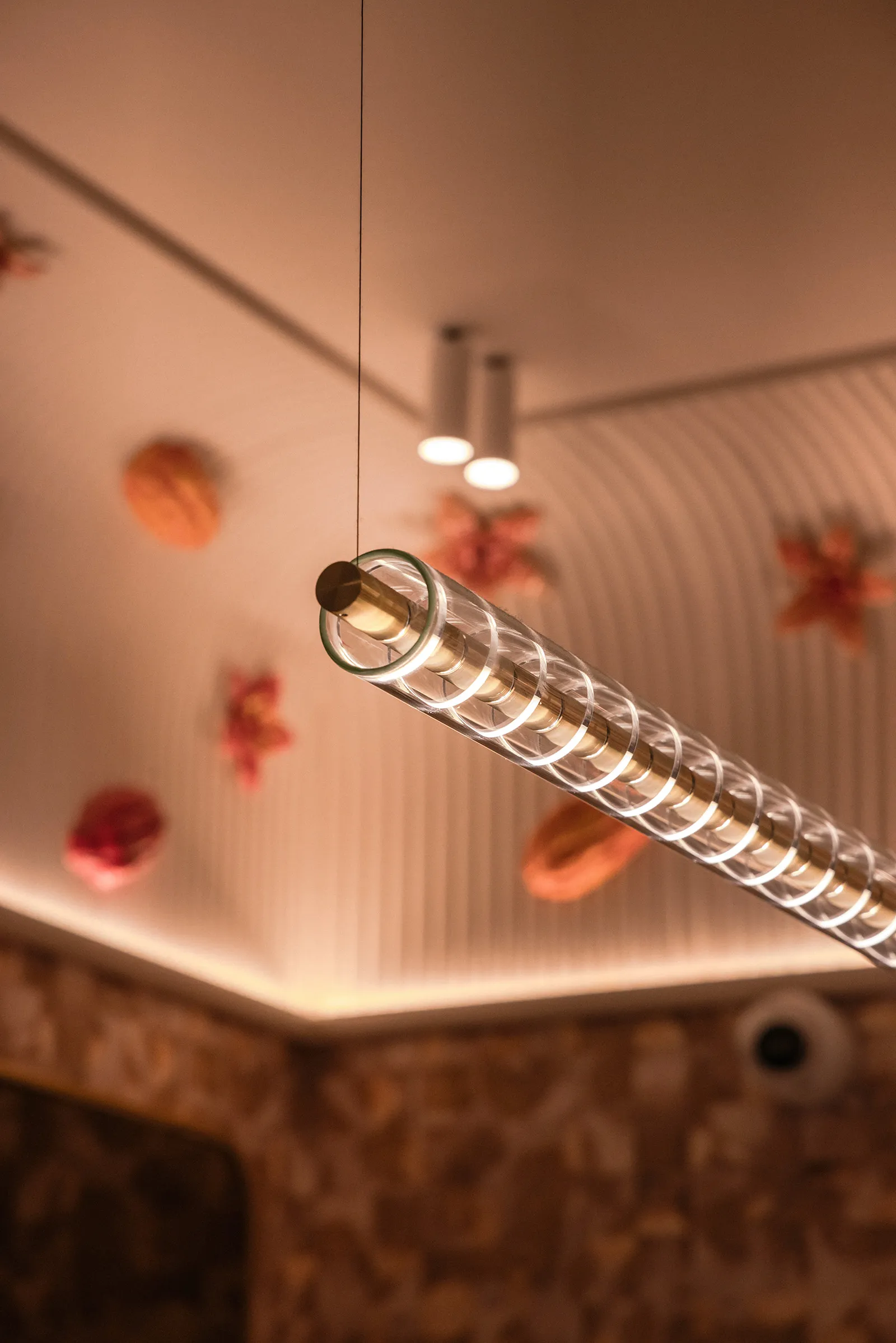 Custom lamp above the counter